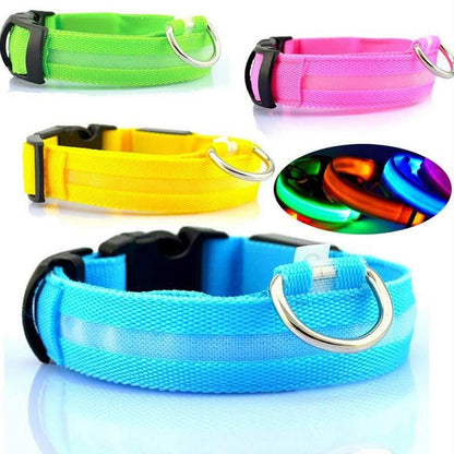 Nylon LED Pet Dog Luminous Collar Night Safety Flashing Glow in Dark Dog Cat Leash Adjustable Pet Supplies pet Vismera