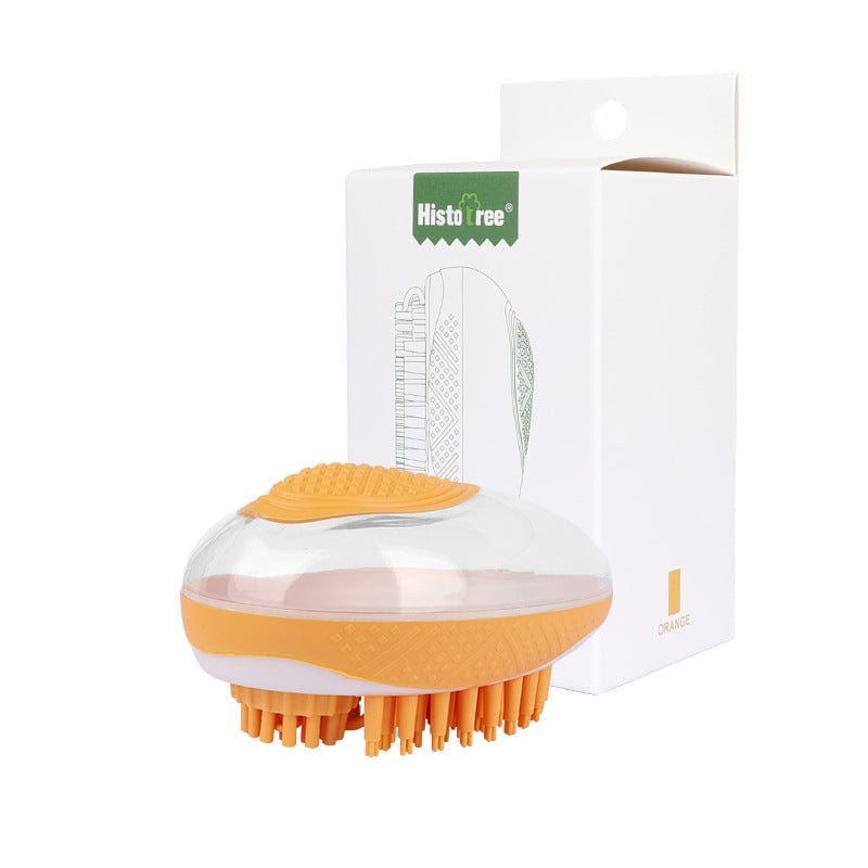 Dog Cat Bath Brush 2-in-1 Pet SPA Massage Comb Soft Silicone Pets Shower Hair Grooming Cmob Dog Cleaning Tool Pet Products pet Vismera Orange