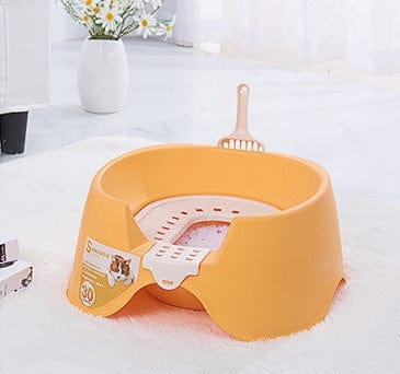 Spillproof Cat Litter Pan Semi-enclosed Oversize Cat Toilet pet Vismera Orange