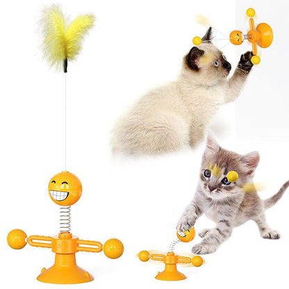 Cat Rotating Windmill Multi-Function Toys Itch Scratching Device Teeth Shining Toy pet Vismera Orange Spring man
