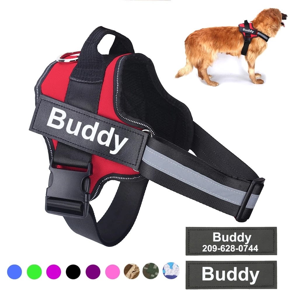 Personalized Dog Harness NO PULL Reflective Breathable Adjustable Pet Harness Vest For Small Large Dog Custom Patch Pet Supplies pet Vismera