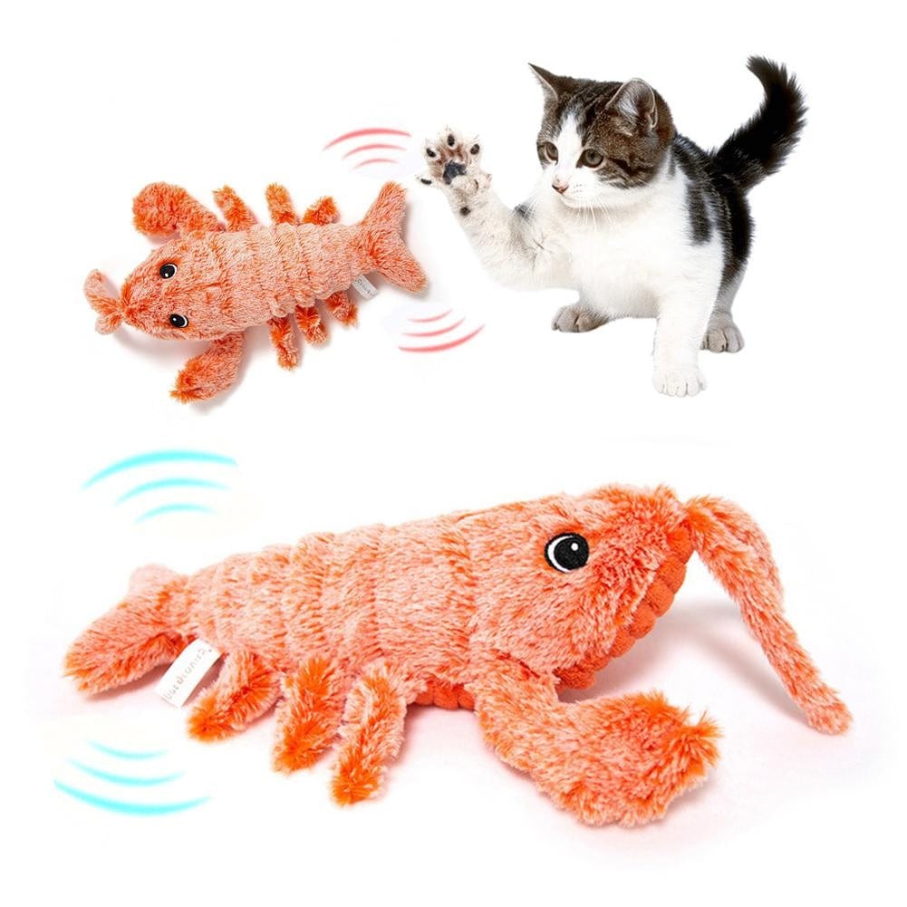 Pet Toys Electric Jumping Shrimp USB Charging Simulation Lobster Funny Cat Plush Pets Toy pet Vismera