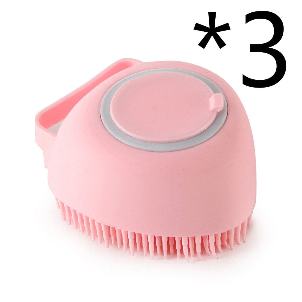 Silicone Dog Bath Massage Gloves Brush Pet Cat Bathroom Cleaning Tool Comb Brush For Dog Can Pour Shampoo Dog Grooming Supplies pet Vismera Pink 3PC Heartshaped