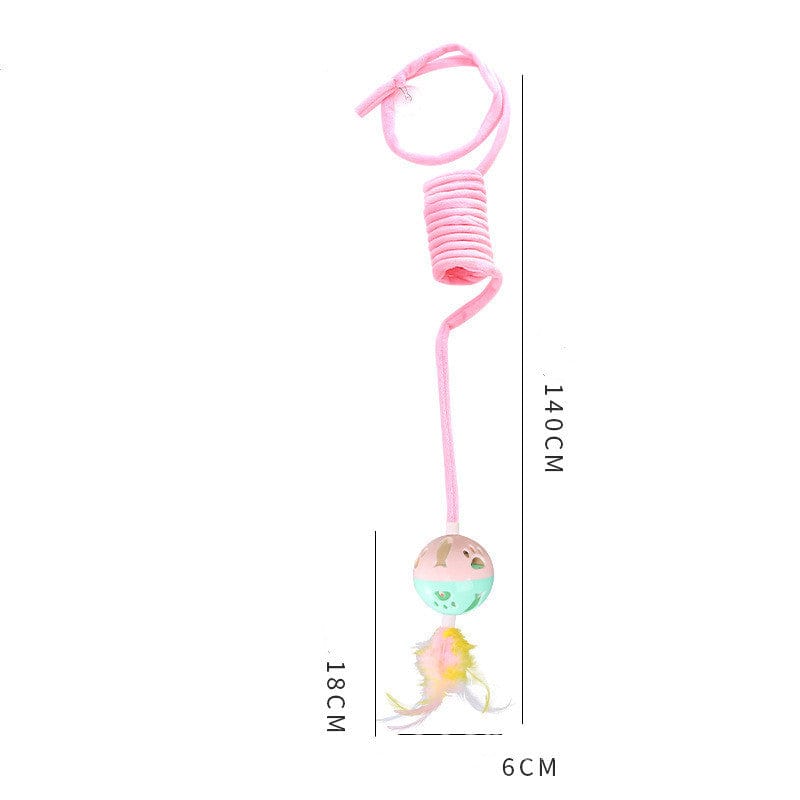 Cat Toy Self-Hi Sucker Spring Rabbit Hair Ball Interactive Play Pet Supplies Interactive Toys pet Vismera Pink Bell Badminton