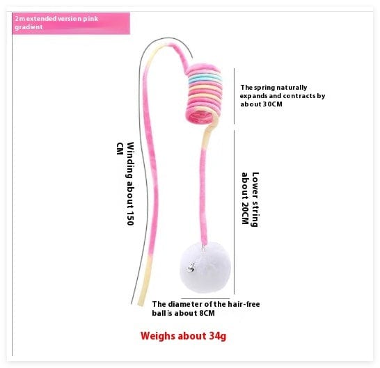 Cat Toy Self-Hi Sucker Spring Rabbit Hair Ball Interactive Play Pet Supplies Interactive Toys pet Vismera Pink gradient Spring rabbit fur ball