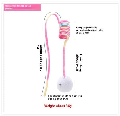 Cat Toy Self-Hi Sucker Spring Rabbit Hair Ball Interactive Play Pet Supplies Interactive Toys pet Vismera Pink gradient Spring rabbit fur ball