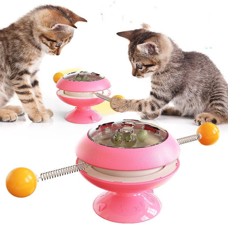 Rotatable Cat Toys Supplies With Catnip Interactive Training Toys For Cats Kitten Cat Accessories Pet Products pet Vismera Pink