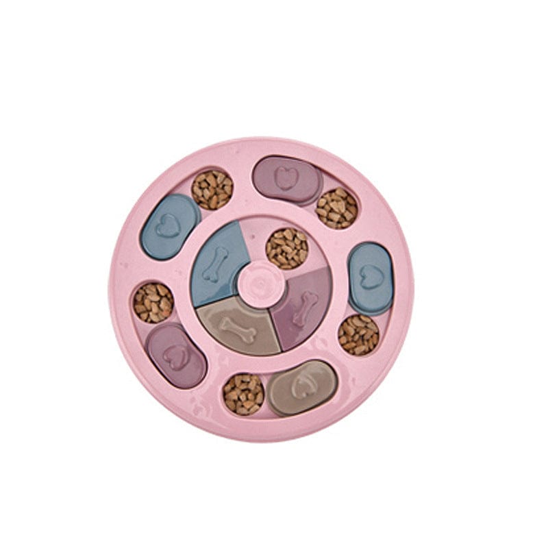 Dog Puzzle Toys Increase IQ Interactive Slow Dispensing Feeding Dog Training Games Feeder For Small Medium Dog Pet Training Toy pet Vismera Pink Round