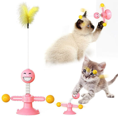 Cat Rotating Windmill Multi-Function Toys Itch Scratching Device Teeth Shining Toy pet Vismera Pink Spring man