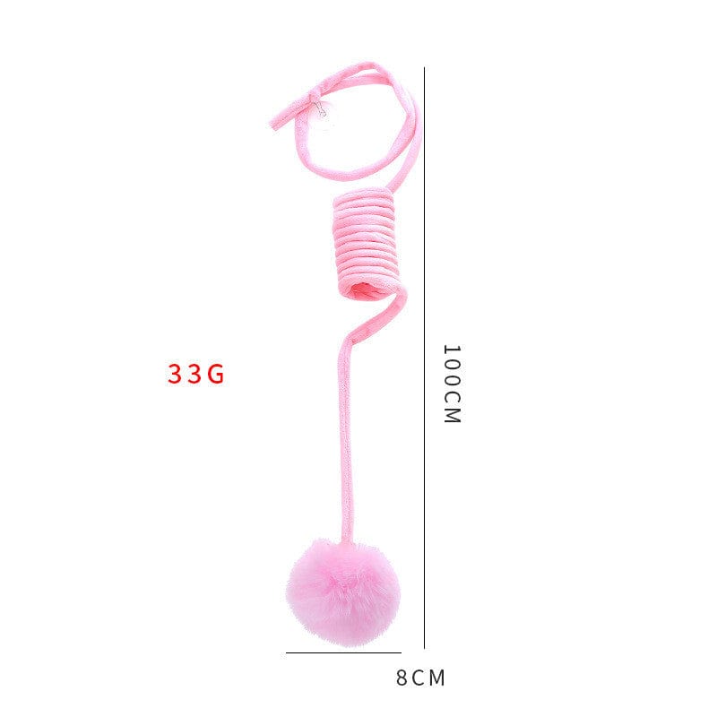 Cat Toy Self-Hi Sucker Spring Rabbit Hair Ball Interactive Play Pet Supplies Interactive Toys pet Vismera Pink Spring rabbit fur ball
