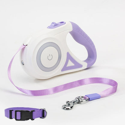 Dog Leash Retractable Leash And Dog Collar Spotlight Automatic Pet Dog Cat Traction Rope For Small Medium Dogs Pet Product pet Vismera Purple 5M Tow rope and small collar