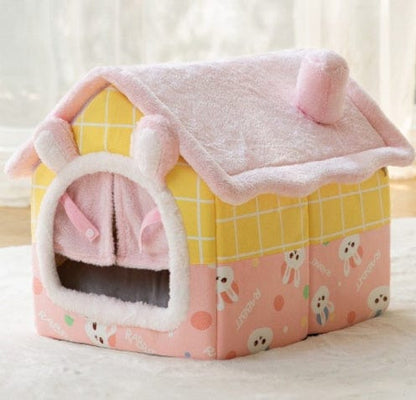 Foldable Dog House Pet Cat Bed Winter Dog Villa Sleep Kennel Removable Nest Warm Enclosed Cave Sofa Pets Supplies pet Vismera Rabbit door curtain Large