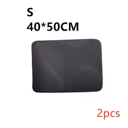 Double Layer Litter Cat Bed Pads Pet Cat Litter Mat Trapping Pets Litter Box Mat Pet Product Bed For Cats House Clean Mat pet Vismera S 2PC Black