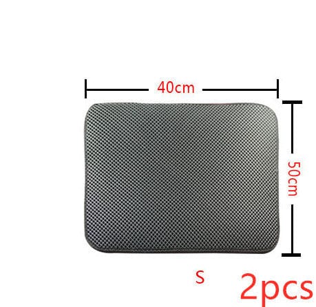 Double Layer Litter Cat Bed Pads Pet Cat Litter Mat Trapping Pets Litter Box Mat Pet Product Bed For Cats House Clean Mat pet Vismera S 2PC Grey