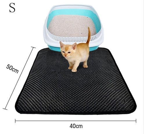 Double Layer Litter Cat Bed Pads Pet Cat Litter Mat Trapping Pets Litter Box Mat Pet Product Bed For Cats House Clean Mat pet Vismera S Black