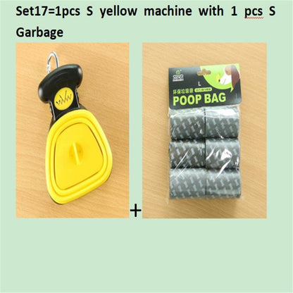 Dog Pet Travel Foldable Pooper Scooper With 1 Roll Decomposable bags Poop Scoop Clean Pick Up Excreta Cleaner Epacket Shipping pet Vismera Set 17 YellowSXS