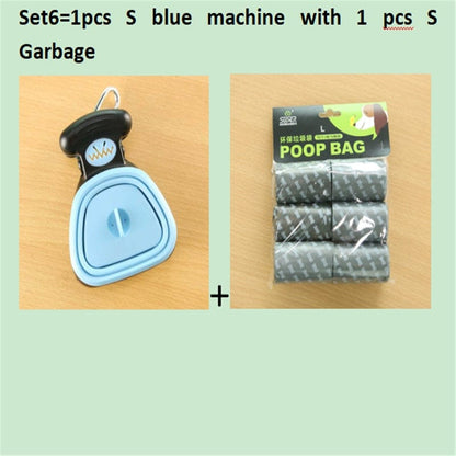 Dog Pet Travel Foldable Pooper Scooper With 1 Roll Decomposable bags Poop Scoop Clean Pick Up Excreta Cleaner Epacket Shipping pet Vismera Set 6 BlueSXS