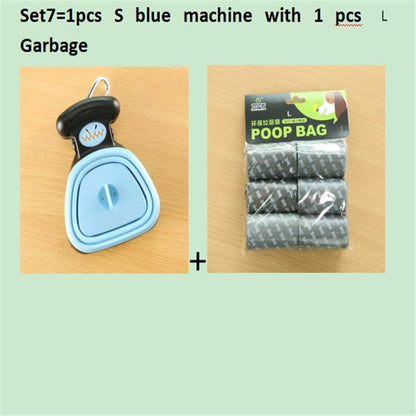 Dog Pet Travel Foldable Pooper Scooper With 1 Roll Decomposable bags Poop Scoop Clean Pick Up Excreta Cleaner Epacket Shipping pet Vismera Set 8 BlueSXL