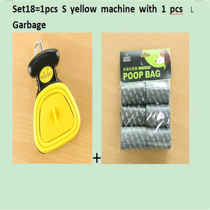 fashion novaa pet Set18 / YellowSXL Dog Pet Travel Foldable Pooper Scooper With 1 Roll Decomposable bags Poop Scoop Clean Pick Up Excreta Cleaner Epacket Shipping