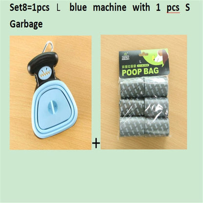 fashion novaa pet Set7 / BlueLXS Dog Pet Travel Foldable Pooper Scooper With 1 Roll Decomposable bags Poop Scoop Clean Pick Up Excreta Cleaner Epacket Shipping