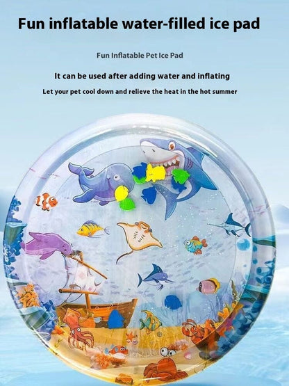 Summer Cooling Pet Water Bed Cushion Ice Pad Dog Sleeping Square Mat For Puppy Dogs Cats Pet Kennel Cool Cold pet Vismera Shark Pirate Ship 100cm 1PCS