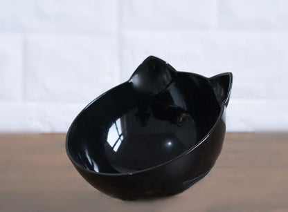 New Inclined Food Cat Ear Oblique Mouth Transparent Single Pet Bowl pet Vismera Single Black Q1pcs