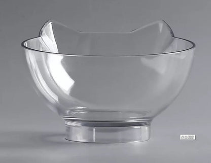New Inclined Food Cat Ear Oblique Mouth Transparent Single Pet Bowl pet Vismera Single Clear Lucite Q1pcs