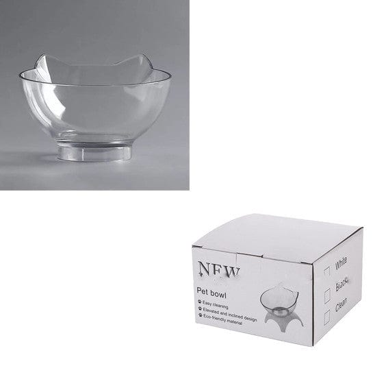Non Slip Double Cat Bowl With Raised Stand Pet Food Cat Feeder Protect Cervical Vertebra Dog Bowl Transparent Pet Products pet Vismera Single transparent and box