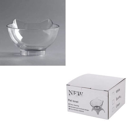 Non Slip Double Cat Bowl With Raised Stand Pet Food Cat Feeder Protect Cervical Vertebra Dog Bowl Transparent Pet Products pet Vismera Single transparent and box