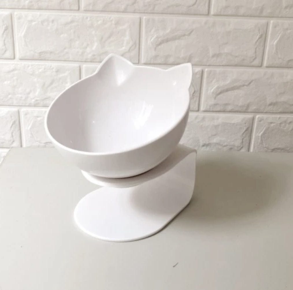 Cat Double Bowl Cat Food Bowl Protects Cervical Vertebra pet Vismera Single White 2