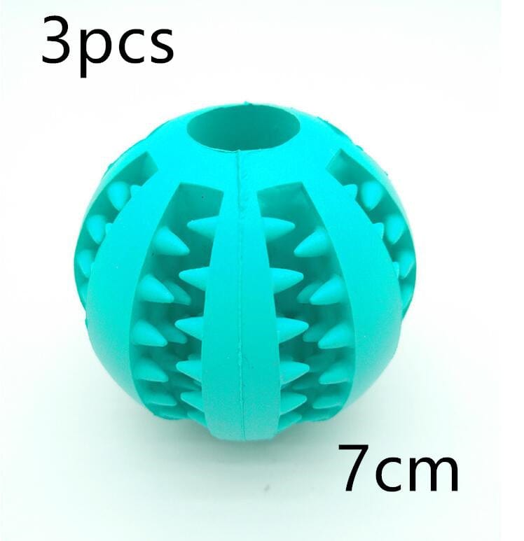 Pet Slow Feeder Dog Toy Cute Funny Rubber Dog Ball Toy pet Vismera Sky Blue 7cm 3pcs