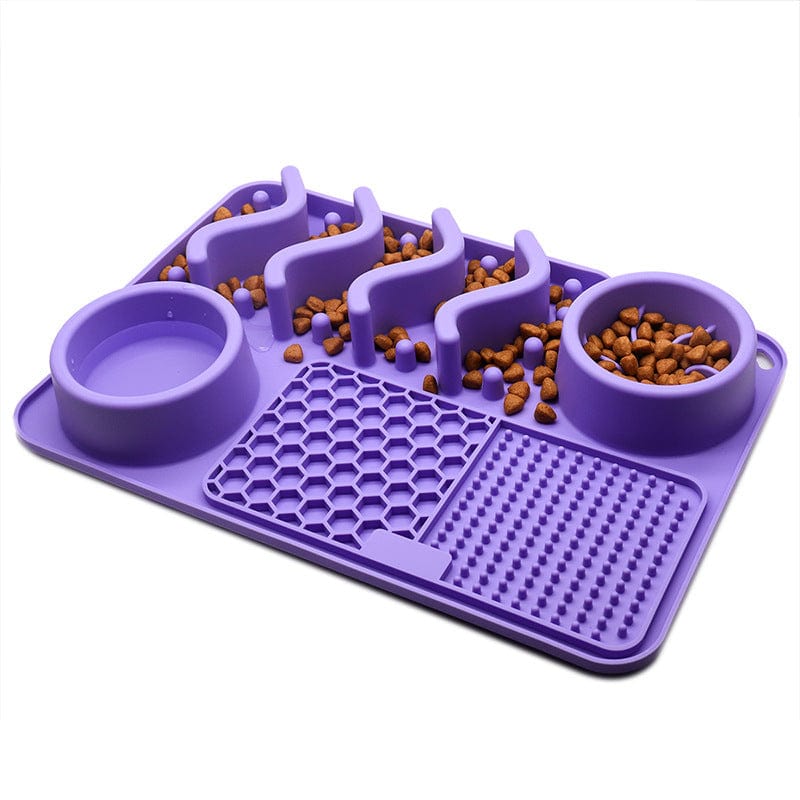 Dog Silicone Licking Pad Pet Licking Mat Silicone Smelling Mat Multifunctional Food Bowl Pets Supplies pet Vismera Small Purple Licking Pad