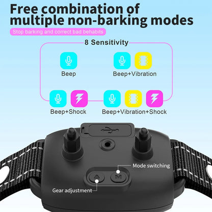 Smart Automatic Anti Barking Dog Collar Rechargeable Bark Stopper Stop Barking HD Digital Display IP67 Waterproof Collar For Dogs Pet Products pet Vismera