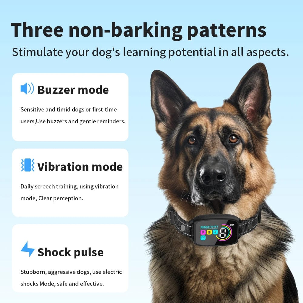 Smart Automatic Anti Barking Dog Collar Rechargeable Bark Stopper Stop Barking HD Digital Display IP67 Waterproof Collar For Dogs Pet Products pet Vismera