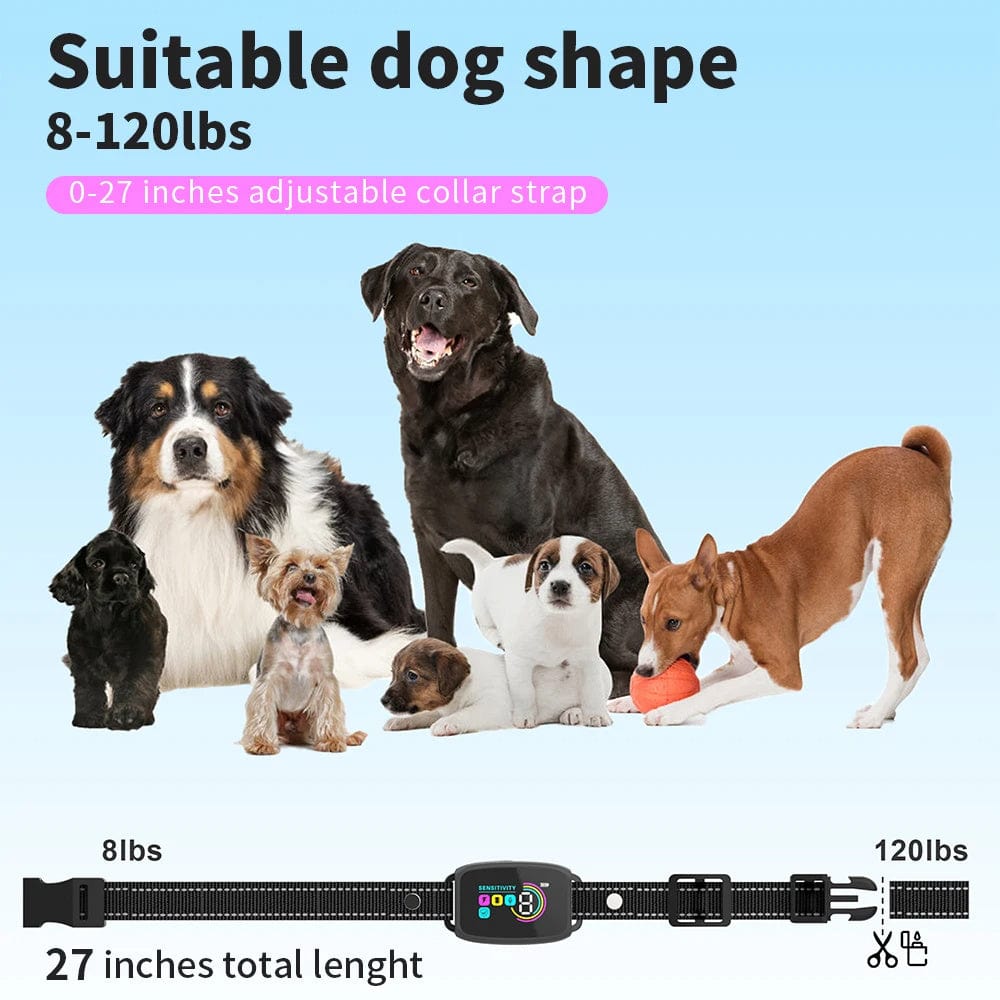 Smart Automatic Anti Barking Dog Collar Rechargeable Bark Stopper Stop Barking HD Digital Display IP67 Waterproof Collar For Dogs Pet Products pet Vismera