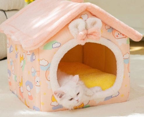 Foldable Dog House Pet Cat Bed Winter Dog Villa Sleep Kennel Removable Nest Warm Enclosed Cave Sofa Pets Supplies pet Vismera