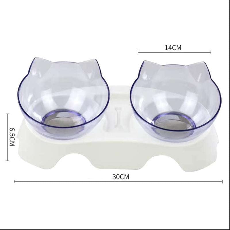 Cat Double Bowl Cat Food Bowl Protects Cervical Vertebra pet Vismera Two clear white