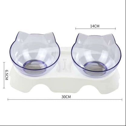 Cat Double Bowl Cat Food Bowl Protects Cervical Vertebra pet Vismera Two clear white