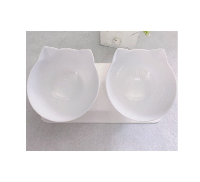 Cat Double Bowl Cat Food Bowl Protects Cervical Vertebra pet Vismera Two white