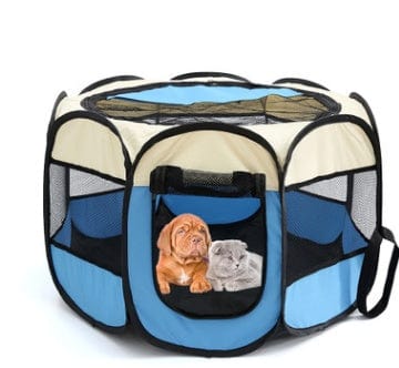 Fast folding octagonal pet fence, 600D Oxford cloth, waterproof and catching cat, dog cage, pet cage pet Vismera White blue 72x72x45