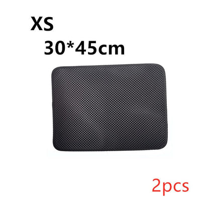 fashion novaa pet XS2PC / Black Double Layer Litter Cat Bed Pads Pet Cat Litter Mat Trapping Pets Litter Box Mat Pet Product Bed For Cats House Clean Mat