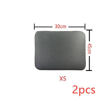 fashion novaa pet XS2PC / Grey Double Layer Litter Cat Bed Pads Pet Cat Litter Mat Trapping Pets Litter Box Mat Pet Product Bed For Cats House Clean Mat