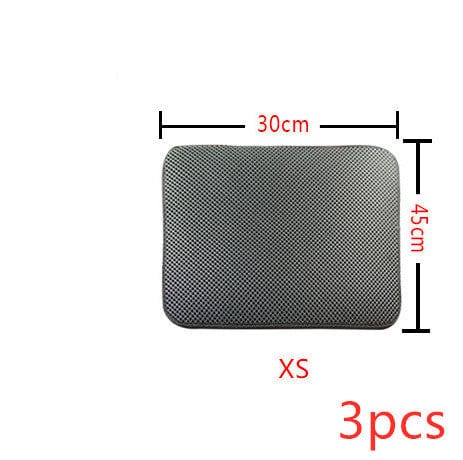 fashion novaa pet XS3PC / Grey Double Layer Litter Cat Bed Pads Pet Cat Litter Mat Trapping Pets Litter Box Mat Pet Product Bed For Cats House Clean Mat