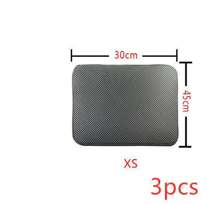 fashion novaa pet XS3PC / Grey Double Layer Litter Cat Bed Pads Pet Cat Litter Mat Trapping Pets Litter Box Mat Pet Product Bed For Cats House Clean Mat