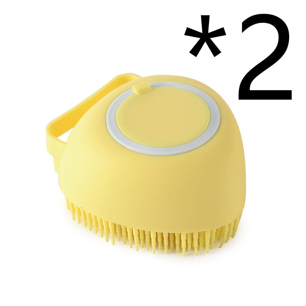 fashion novaa pet Yellow 2PC / Heartshaped Silicone Dog Bath Massage Gloves Brush Pet Cat Bathroom Cleaning Tool Comb Brush For Dog Can Pour Shampoo Dog Grooming Supplies