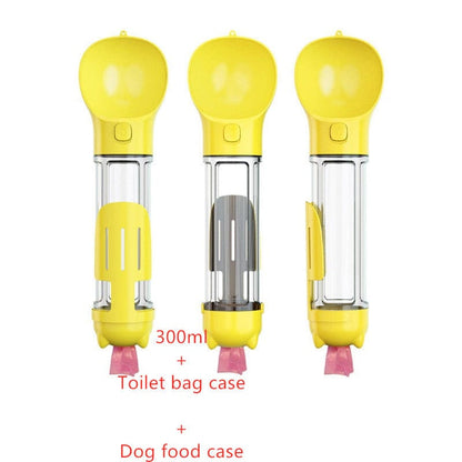 fashion novaa pet Yellow / 300ml Set Pet Water Bottle Feeder Bowl Garbage Bag Storage Portable Pet Outdoor Travel 3 In 1 Dog Water Bottle