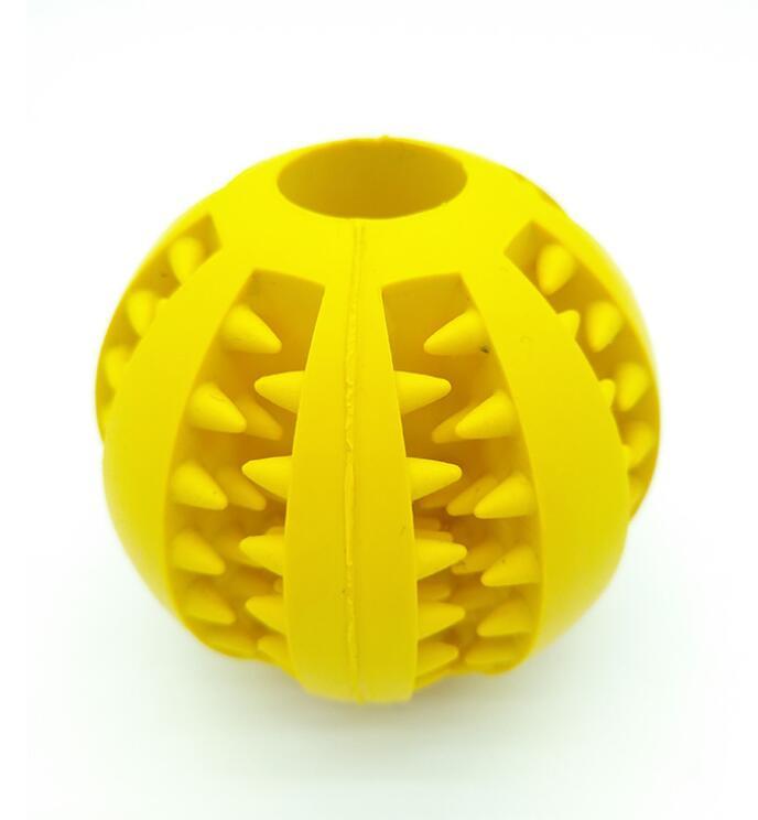 Pet Slow Feeder Dog Toy Cute Funny Rubber Dog Ball Toy pet Vismera Yellow 5cm