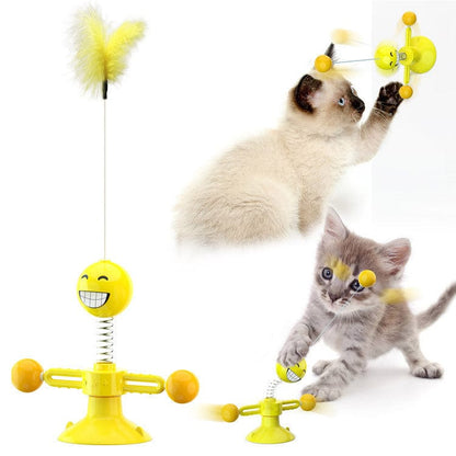 Cat Rotating Windmill Multi-Function Toys Itch Scratching Device Teeth Shining Toy pet Vismera Yellow Spring man