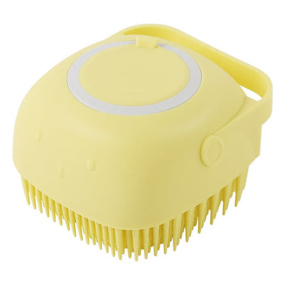 fashion novaa pet Yellow / square Silicone Dog Bath Massage Gloves Brush Pet Cat Bathroom Cleaning Tool Comb Brush For Dog Can Pour Shampoo Dog Grooming Supplies