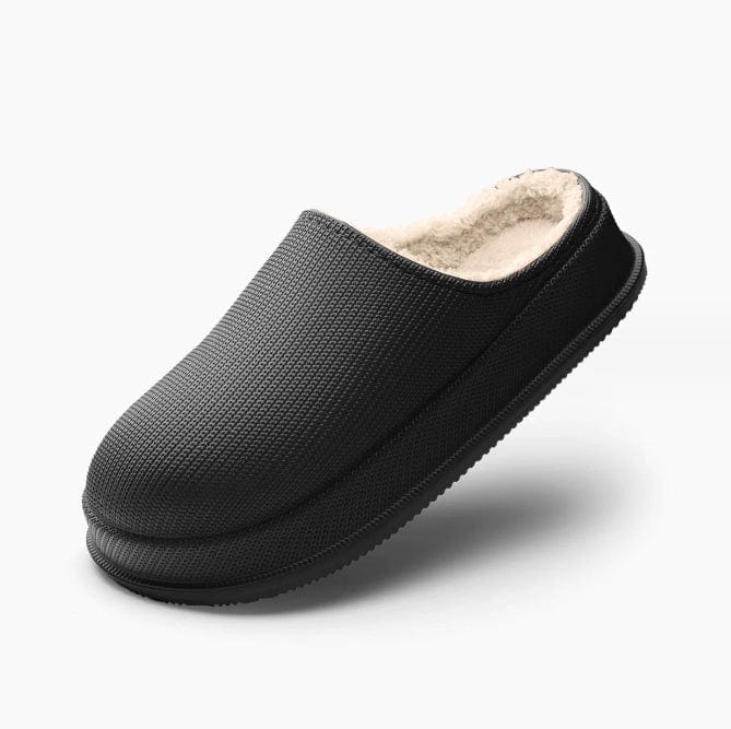 Men's And Women's Waterproof Warm Thick Bottom Non-slip Cotton Slippers shoes fashion novaa Black 35or36